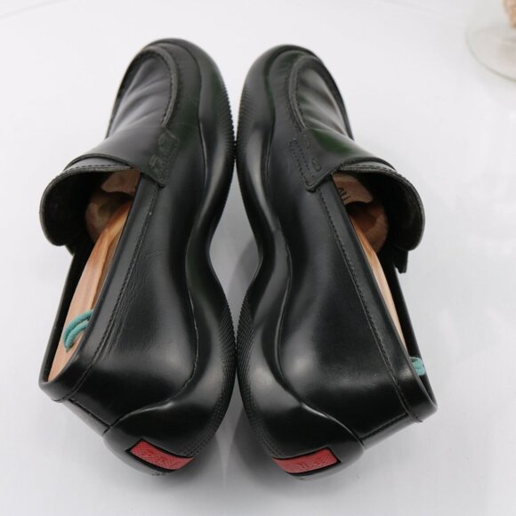 Prada Women Spazzolato Rois Penny Loafer Size 6 Black Leather Vibram Linea Rosa - Picture 8 of 12